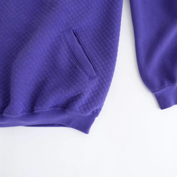 Vintage Lady Footlocker Purple  Floral Half Zip Long Sleeve Sweater Med - Picture 7 of 14